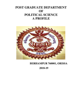 Post Graduate Department of Political Science a Profile