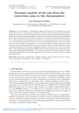 Dynamic Models of the Sun from the Convection Zone to the Chromosphere