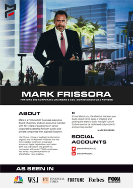 Mark Frissora Fortune 500 Corporate Chairman & Ceo | Board Director & Advisor
