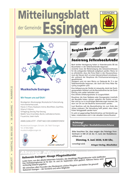 Mitteilungsblatt Der Gemeinde Essingen