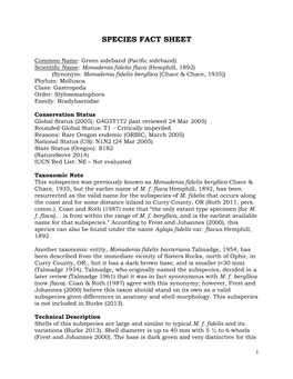 Species Fact Sheet for Monadenia Fidelis Flava