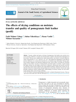 The Effects of Drying Conditions on Moisture Transfer