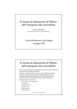 Dall'emergenza Alla Sostenibilità Il Sistema Di Depurazione Di Milano