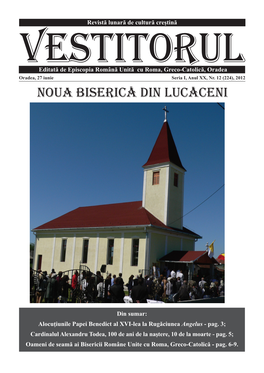 Vestitorul Editată De Episcopia Română Unită Cu Roma, Greco-Catolică, Oradea Oradea, 27 Iunie Seria I, Anul XX, Nr