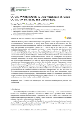 COVID-WAREHOUSE: a Data Warehouse of Italian COVID-19, Pollution, and Climate Data