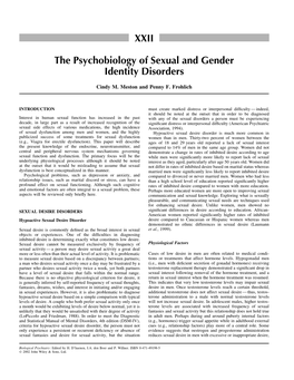 XXII the Psychobiology of Sexual and Gender Identity Disorders