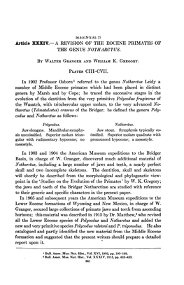 A Revision of the Eocene Primates of the Genus Notharctus