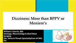 Dizziness: More Than BPPV Or Meniere's