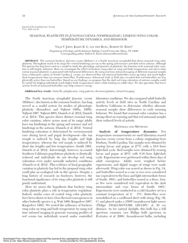 Seasonal Plasticity in Junonia Coenia (Nymphalidae): Linking Wing Color, Temperature Dynamics, and Behavior