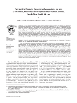 New Dextral Flounder Samariscus Hexaradiatus Sp. Nov. (Samaridae, Pleuronectiformes) from the Solomon Islands, South-West Paci