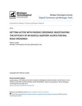 Getting Active with Passive Crossings: Investigating the Efficacy of In-Vehicle Auditory Alerts for Rail Road Crossings