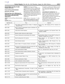 Federal Register/Vol. 66, No. 159/Thursday, August 16, 2001