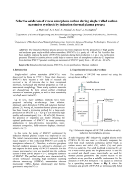 Selective Oxidation of Excess Amorphous Carbon During Single-Walled Carbon Nanotubes Synthesis by Induction Thermal Plasma Process