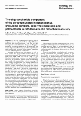 The Oligosaccharidic Component of the Glycoconjugates in Lichen