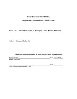 Transit Lane Design on Huntington Avenue, Mission Hill Section