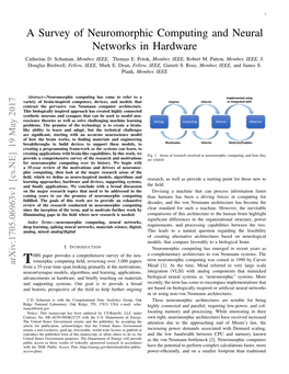 A Survey of Neuromorphic Computing and Neural Networks in Hardware Catherine D