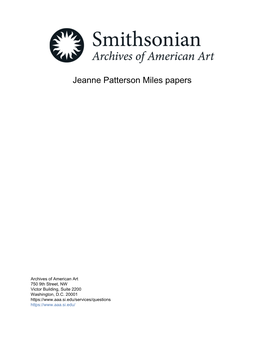 Jeanne Patterson Miles Papers
