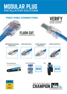 Feed-Thru Modular Plugs Marked on Tool Blade for 2,000+ Cuts Together in One Compact Space