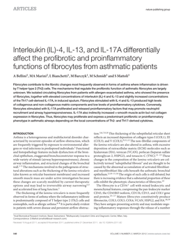 4, IL-13, and IL-17A Differentially Affect the Profibrotic and Proinflammatory Functions of Fibrocytes from Asthmatic Patients