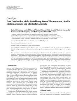 Pure Duplication of the Distal Long Arm of Chromosome 15 with Ebstein Anomaly and Clavicular Anomaly