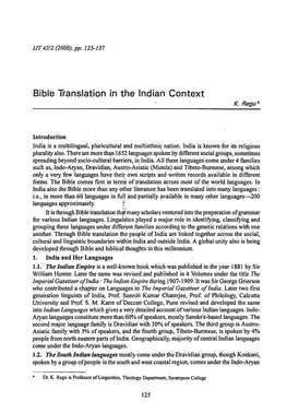 Bible Translation in the Indian Context K