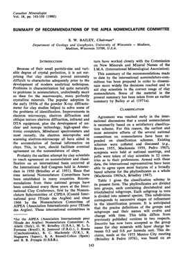 Summary of Recommendations of the Aipea Nomenclature Commitiee