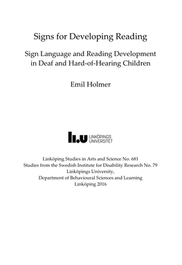 Sign Language and Reading Development in Deaf and Hard-Of-Hearing Children