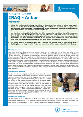 Iraq in Security Food Tracking 2016 April —