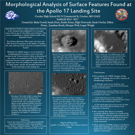 Morphological Analysis of Surface Features Found at the Apollo 17 Landing Site