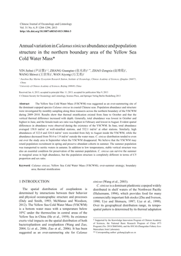 Annual Variation in Calanussinicus Abundance and Population