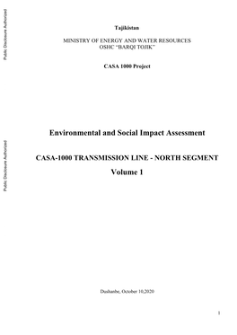 Environmental and Social Impact Assessment CASA-1000