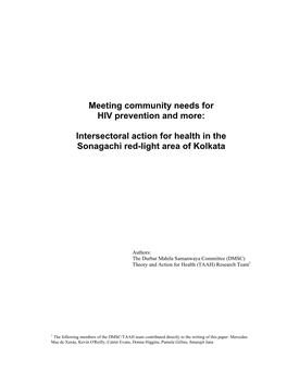 Meeting Community Needs for HIV Prevention and More: Intersectoral