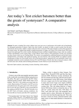 Are Today's Test Cricket Batsmen Better Than the Greats of Yesteryears? A