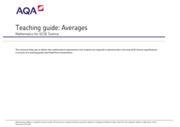 Teaching Guide: Maths Skills