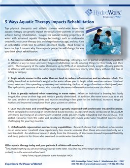 5 Ways Aquatic Therapy Impacts Rehabilitation