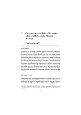 Governments and Policy Networks: Chances, Risks, and a Missing Strategy