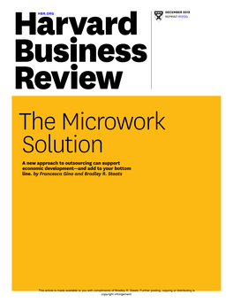 The Microwork Solution a New Approach to Outsourcing Can Support Economic Development—And Add to Your Bottom Line