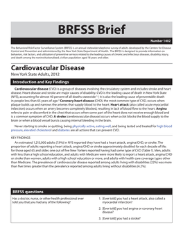 BRFSS Brief, Cardiovascular Disease, New York State Adults 2012