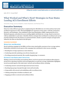 What Worked and What's Next?: Strategies in Four States Leading
