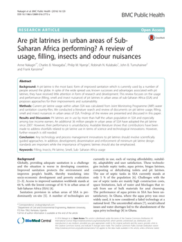 Are Pit Latrines in Urban Areas of Sub-Saharan Africa