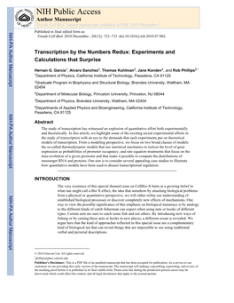 Transcription by the Numbers Redux: Experiments and Calculations That Surprise