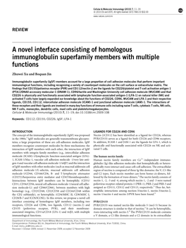 A Novel Interface Consisting of Homologous Immunoglobulin Superfamily Members with Multiple Functions