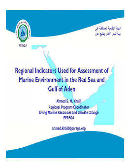Regional Indicators Used for Assessment of Marine Environment in the Red Sea and Gulf of Aden