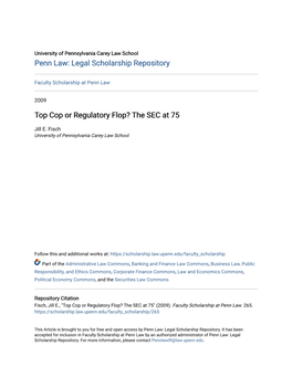 Top Cop Or Regulatory Flop? the SEC at 75