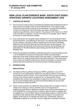 South East Essex Strategic Growth Locations Assessment 2019