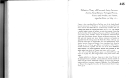 Definitive Treaty of Peace and Amity Between Austria, Great Britain, Portugal, Prussia, Russia and Sweden, and France, Signed at Paris, 30 May 1814