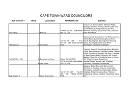 Cape Town Ward Councilors