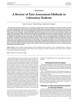 A Review of Pain Assessment Methods in Laboratory Rodents