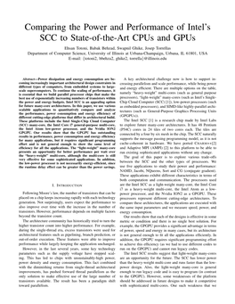 Comparing the Power and Performance of Intel's SCC to State