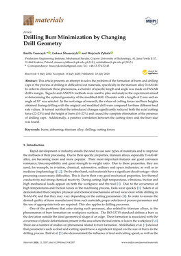 Drilling Burr Minimization by Changing Drill Geometry